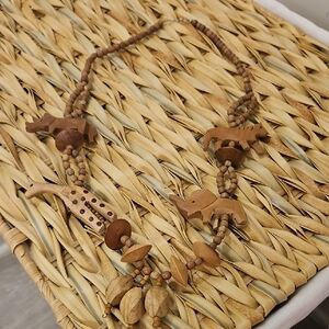 Handmade Wooden Animal Bead Necklace